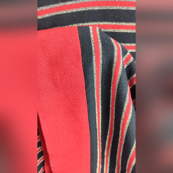 NWT Talbots Metallic Striped Sweater Knit cotton gold buttons navy 3X Plus size - Picture 10 of 14